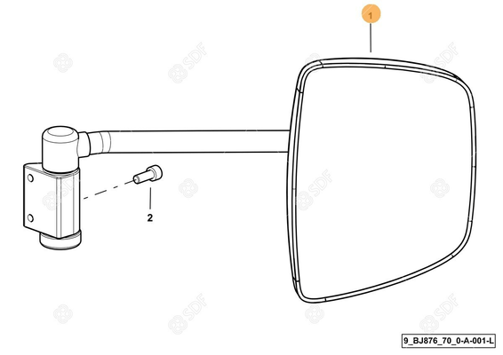 Pièces agricoles - Cabine et structure - miroir - dx/rh/re Deutz-Fahr origine