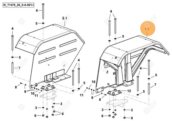 Pièces agricoles - Cabine et structure - garde-boue non peint sx/lh/li Deutz-Fahr origine