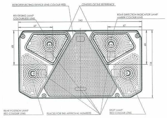 Pièces agricoles - Eclairage - Feu arrière rectangle droit