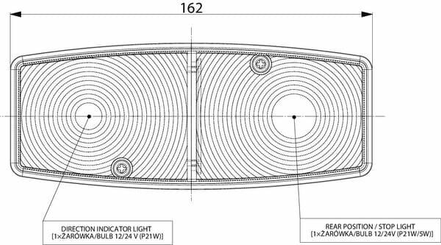 Pièces agricoles - Eclairage - Feu arrière rectangle universel câblé