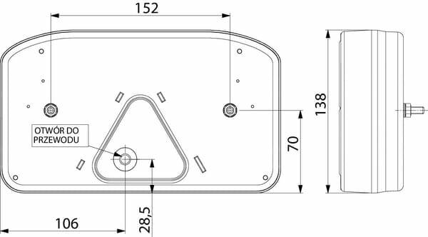 Pièces agricoles - Eclairage - Feu arrière LED rectangle gauche câblé