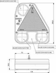 Pièces agricoles - Eclairage - Feu arrière LED rectangle droit câblé