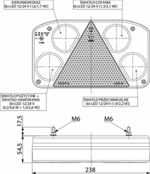 Pièces agricoles - Eclairage - Feu arrière LED rectangle gauche câblé