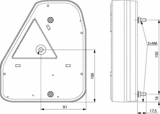 Pièces agricoles - Eclairage - Feu arrière LED rectangle droit câblé
