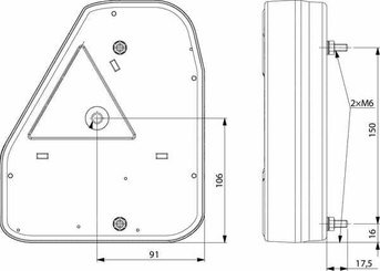 Pièces agricoles - Eclairage - Feu arrière LED rectangle droit câblé