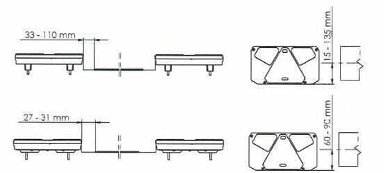 Pièces agricoles - Eclairage - Feu arrière LED rectangle gauche 12-24V, 242x134x36.5mm, Kramp