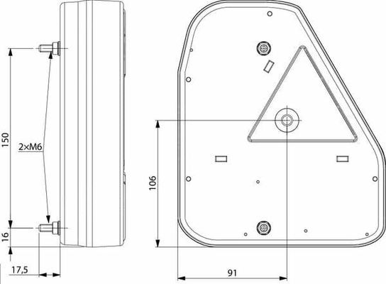 Pièces agricoles - Eclairage - Feu arrière LED rectangle gauche câblé