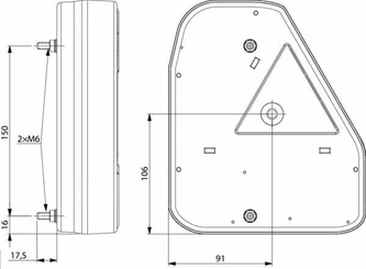 Pièces agricoles - Eclairage - Feu arrière LED rectangle gauche câblé