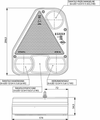 Pièces agricoles - Eclairage - Feu arrière LED rectangle gauche câblé