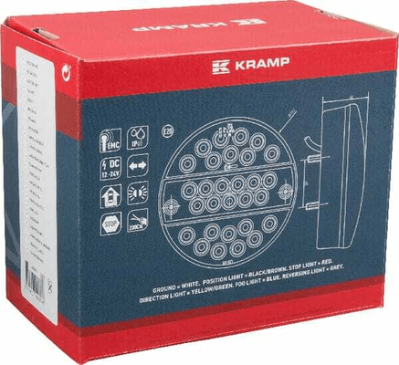Pièces agricoles - Eclairage - Feu arrière multifonction LED, rond, 12-24V, Ø 142mm, Kramp
