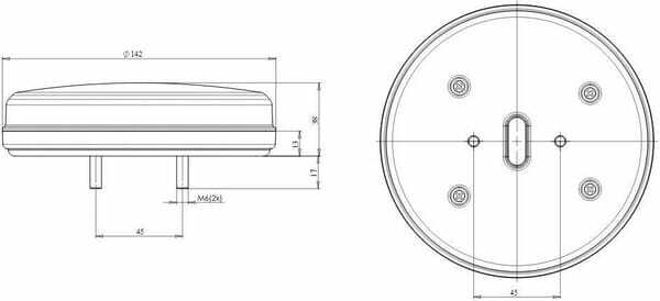 Pièces agricoles - Eclairage - Feu arrière multifonction rond, 12V (resistance intégrée), Ø 142mm, Kramp