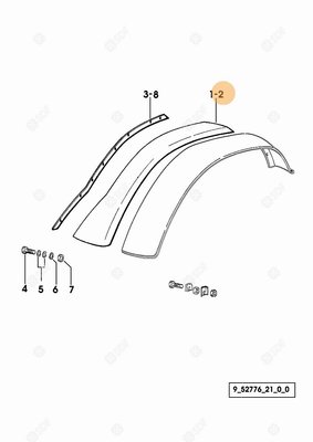 Pièces agricoles - Cabine et structure - garde-boue peint sx/lh/li Deutz-Fahr origine