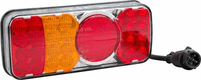 Feu arrière LED rectangle gauche 12-24V, 200.5x85x40mm, 5-fiches, Kramp