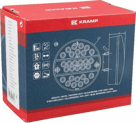 Pièces agricoles - Eclairage - Feu arrière LED rond câblé Ø 142mm, Kramp