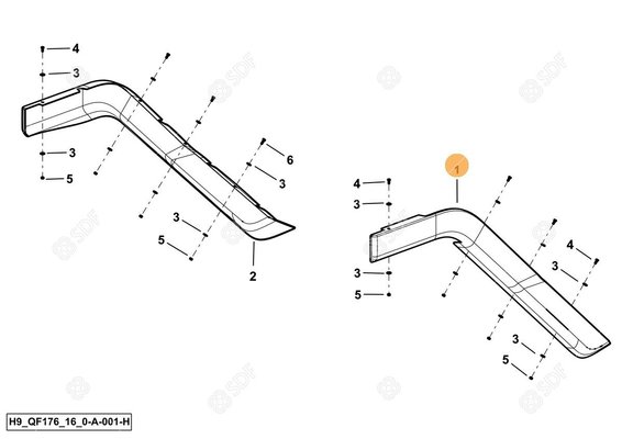 Pièces agricoles - Cabine et structure - protection sx/lh/li Deutz-Fahr origine