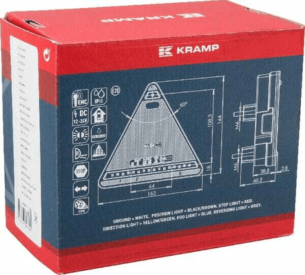 Pièces agricoles - Eclairage - Feu arrière LED triangulaire droit, 12-24V, 163x144x38.8mm, 5 fiches, Kramp