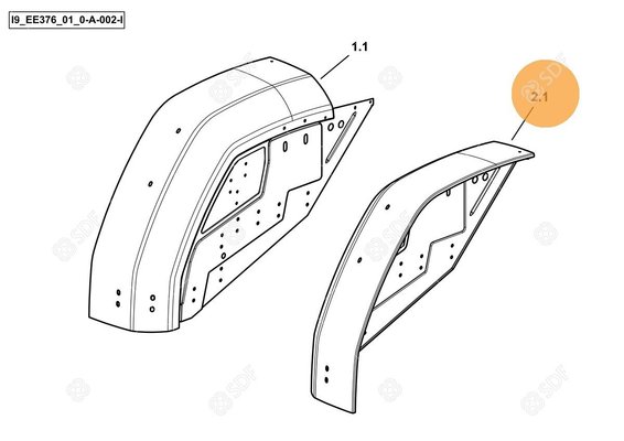 Pièces agricoles - Cabine et structure - garde-boue/aile sx/lh/li Deutz-Fahr origine