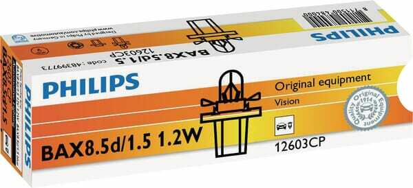 Pièces agricoles - Eclairage - Ampoule conventionnelle 12V 1.2W BAX8.5d Philips