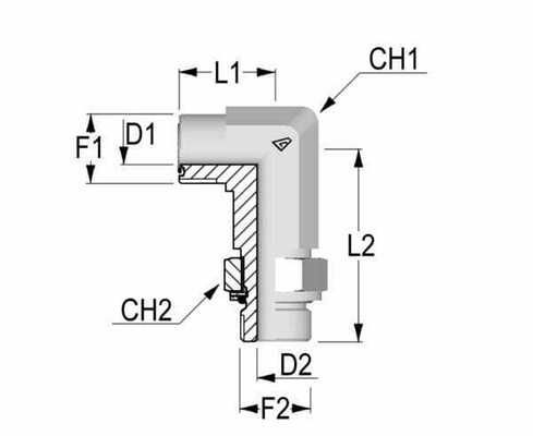 Pièces agricoles - Hydraulique - Raccord coudé ORFS13/16-MG1/4
