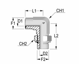 Pièces agricoles - Hydraulique - Knie 90° ORFS 1" M22x1,5