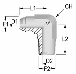 Pièces agricoles - Hydraulique - Raccord coude 9/16JIC x 1/2NPT