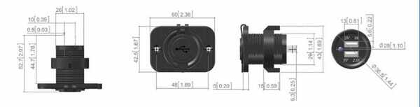 Pièces agricoles - Eclairage - Adaptateur USB 12/24V encastr