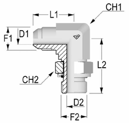 Pièces agricoles - Hydraulique - Raccord coudé 1"1/16 JIC - M27
