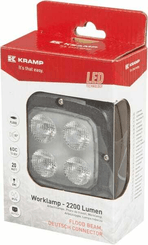 Pièces agricoles - Eclairage - Phare de travail LED, 20 W, 2200 lm, carré, 10-80 V, faisceau large, Kramp