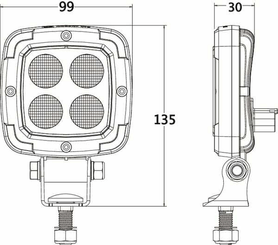 Pièces agricoles - Eclairage - Phare de travail LED, 20 W, 2200 lm, carré, 10-80 V, faisceau large, Kramp