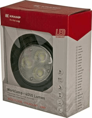 Pièces agricoles - Eclairage - Feu de travail à LED 36W 4000lm, encastré, faisceau large AMP