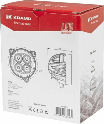 Pièces agricoles - Eclairage - Phare de travail LED, 40 W, 4800 lm, rond, faisceau large, Kramp