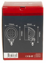 Pièces agricoles - Eclairage - Phare de travail LED 40W 4500lm rond blanc, 110x93x145mm, faisceau large, 4 LED's, Kramp