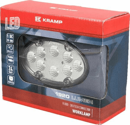 Pièces agricoles - Eclairage - Phare de travail LED ovale 24W 1920lm 10-30V, blanc 130x53x78mm prise Deutsch 8 LED Kramp