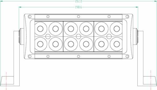 Pièces agricoles - Eclairage - Barre lumineuse LED, 36W, 3060lm, rectangulaire, 12/24V, blanc, 193x57mm, manchon d'extrémité de câble, Combo, 12 LED, Kramp