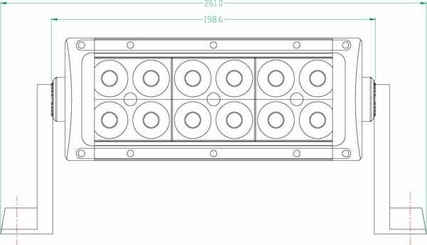 Pièces agricoles - Eclairage - Barre lumineuse LED, 36W, 3060lm, rectangulaire, 12/24V, blanc, 193x57mm, manchon d'extrémité de câble, Combo, 12 LED, Kramp