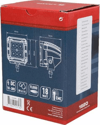 Pièces agricoles - Eclairage - Phare de travail LED carré 18W 1620lm 10-30V, 81x76x78mm, faisceau large, Kramp
