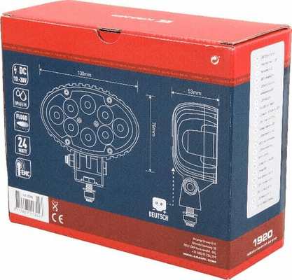 Pièces agricoles - Eclairage - Phare de travail LED ovale 24W 1920lm 10-30V, blanc 130x53x78mm prise Deutsch 8 LED Kramp