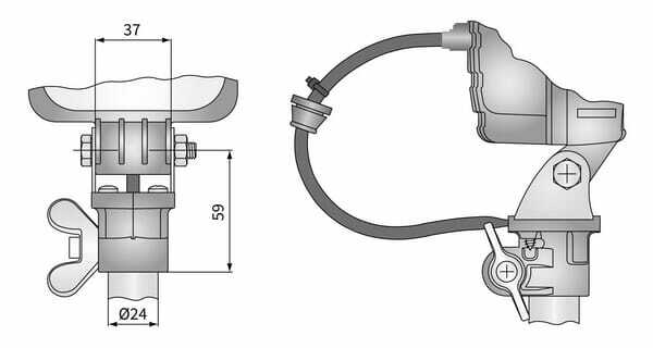 Pièces agricoles - Eclairage - Adaptateur pour collier de tube avec connecteur Deutsch