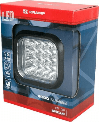 Pièces agricoles - Eclairage - Phare de travail LED carré 48W 4000lm, 10-30V, 123x81x123mm, très longue portée, Kramp