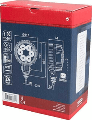 Pièces agricoles - Eclairage - PhaPhare de travail LED rond 24W 1500lm, 10/30V, Ø 117mm longue portée prise Deutsch 6 LED Kramp