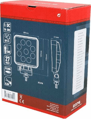 Pièces agricoles - Eclairage - Phare de travail LED carré 27W 2376lm 10-30V, 109x41x109mm faisceau large Kramp