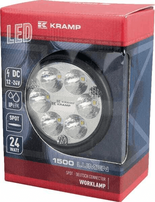 Pièces agricoles - Eclairage - PhaPhare de travail LED rond 24W 1500lm, 10/30V, Ø 117mm longue portée prise Deutsch 6 LED Kramp
