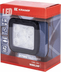 Pièces agricoles - Eclairage - Phare de travail LED carré 42W 3780lm, 10/30V, 100x82x100mm, faisceau large, 6 LED Kramp