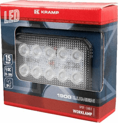 Pièces agricoles - Eclairage - Phare de travail LED rectangulaire 15W 1900lm, 10/30V, 150x37x100mm faisceau large 10 LED Kramp