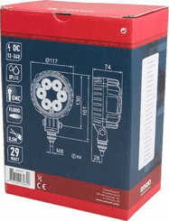 Pièces agricoles - Eclairage - Phare de travail LED rond 29W 2500lm, 10/30V, Ø 117mm faisceau large 6 LED Kramp