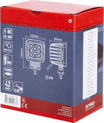 Pièces agricoles - Eclairage - Phare de travail LED carré 42W 3780lm, 10/30V, 100x82x100mm, faisceau large, 6 LED Kramp
