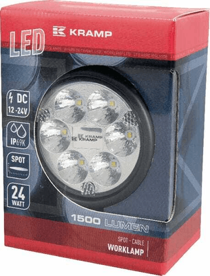 Pièces agricoles - Eclairage - Phare de travail LED rond 24W 1500lm, 10/30V, Ø 117mm, longue portée, 6 LED Kramp