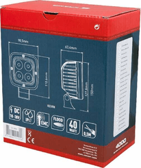 Pièces agricoles - Eclairage - Phare de travail LED carré 40W 4000lm, 10-30V, 98.5x63.4x98.5mm faisceau large Kramp