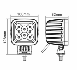 Pièces agricoles - Eclairage - Phare de travail LED carré 42W 3780lm, 10/30V, 100x82x100mm, faisceau large, 6 LED Kramp