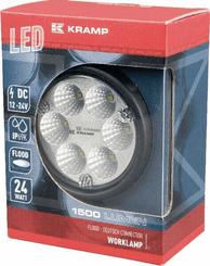 Pièces agricoles - Eclairage - Phare de travail LED rond 24W 1500lm, 10/30V, Ø 117mm faisceau large prise Deutsch 6 LED Kramp